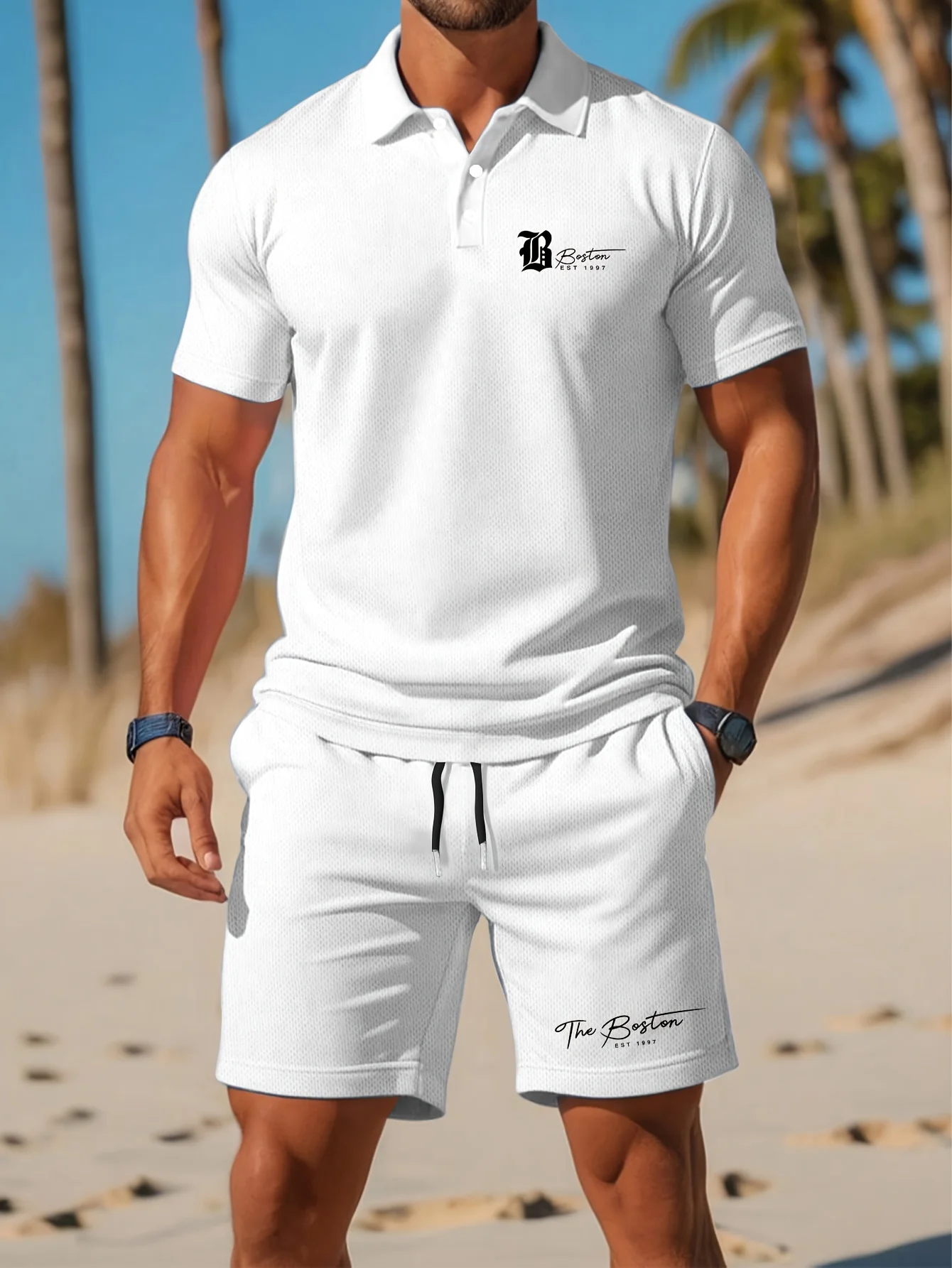 Embellish Knit - Sommerliches neues Herren-Poloshirt-Set, lässig, sportlich, cool,