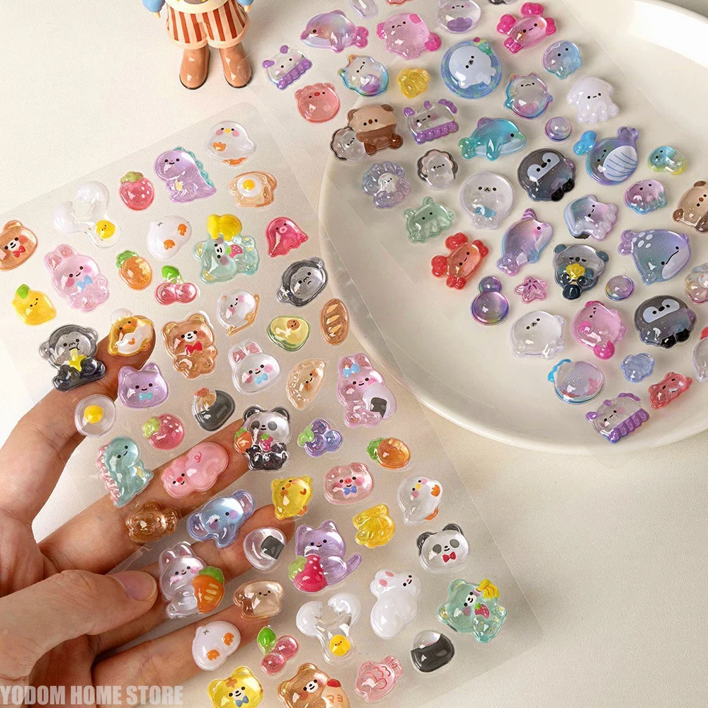 Embellishments For Scrapbooking - 4 Stück Kreative 3D-Relief-Aufkleber Süßigkeiten-Geist-Kaninchen DIY