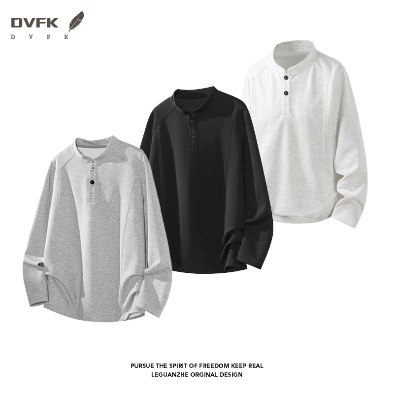 Embellish Knit - Herren Raglanärmel Henley Langarmshirt mit halben