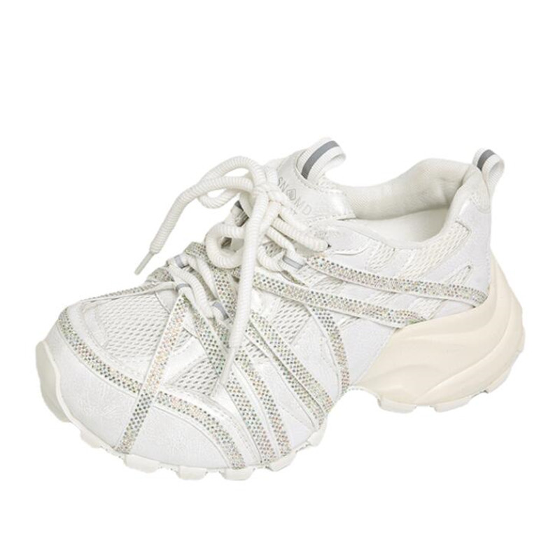 Crystal Mesh Fabric - 7CM Chunky Sneakers Damen Freizeitschuhe Neue