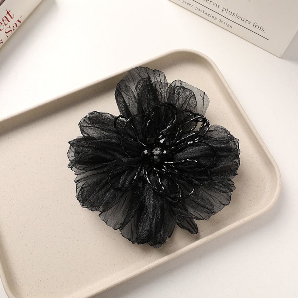 Crystal Mesh Fabric - Organza-Stoffblumen-Applikation, Perlenbesetzte Blume, Zartes Design, Stoffblumen-Korsage,