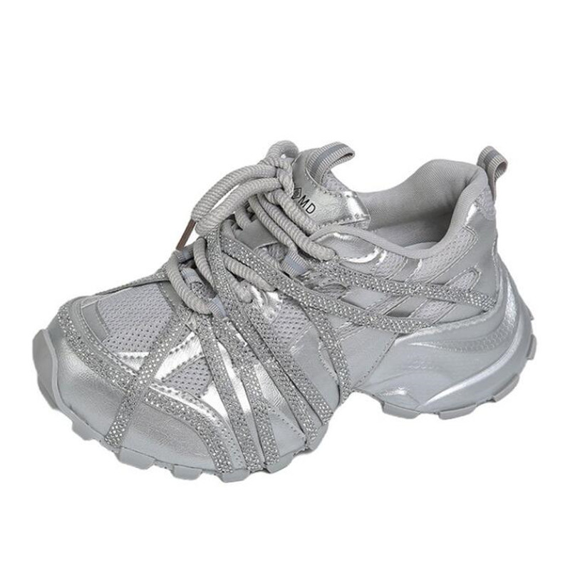 7CM Chunky Sneakers Damen Frei – Crystal Mesh Fabric Bewertung und Preis